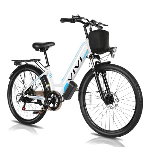 Vivi Electric Bike 500W, 26" Ebike for Adults Electric Bicycle Step Through with Removable 48V Lithium Battery, 20MPH Commuter Ebike, Up to 50 Miles, Cruise Control, Professional 7 Speed