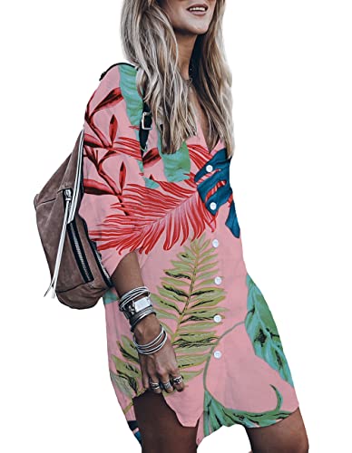 Image of Women's Swimsuit Cover up,Silky Button Down Shirt Midi Dress Kimono,Summer Bathing Suit Beach Coverups for Women (CP-Aline)
