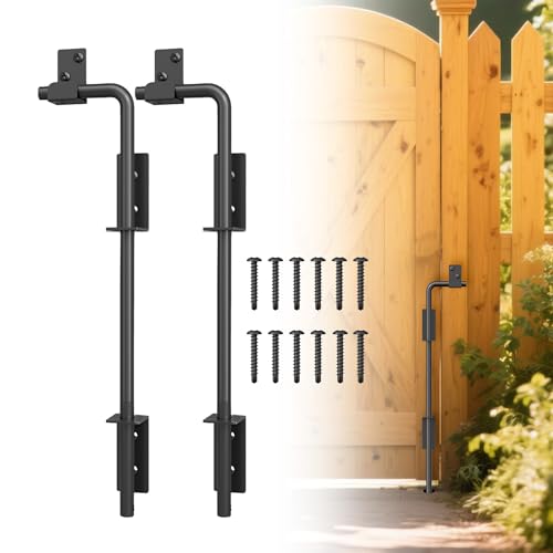 URDOGSL 12" Heavy Duty Cane Bolts for Gates with Upgraded Square Hardware Gate Drop Rod with Black Finish for Wood PVC Vinyl Fences Gates, Double Doors-2 Pack by URDOGSL - Used condition - US$12.05