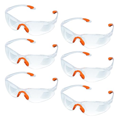 AYNKH 6PCS lunettes de sécurité, lunettes antibuée, lunettes de travail, équipement de sécurité enveloppant avec des lentilles transparentes et des pinces nez - oreilles en caoutchouc