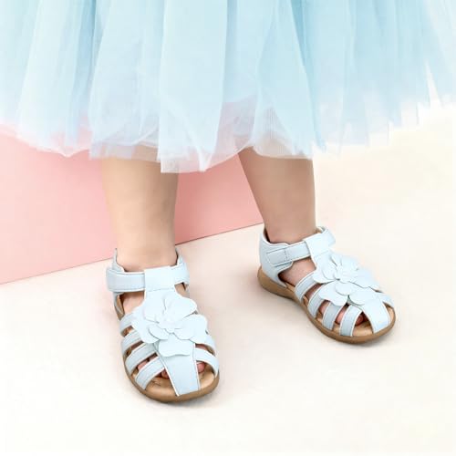 Image of DREAM PAIRS Girls Toddler /Little Kid Closed-Toe Flower Summer Dress Sandals Shoes