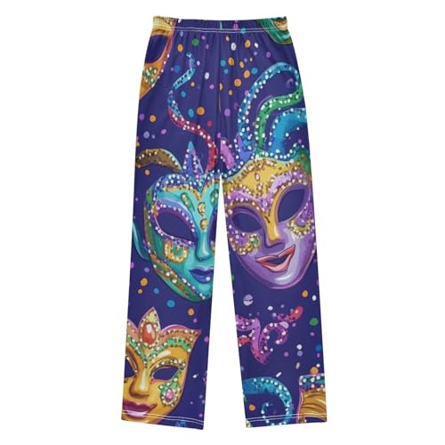 ZZXXB Colorful Mardi Gras Boys Long Pants Soft Trousers Elastic Waist Kids Lounge Bottoms with Pockets S-XL2
