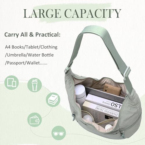 Image of VASCHY Crossbody Crescent Bag for Women, Casual Lightweight Nylon Large Slouchy Hobo Bags Purses for Travel /Gym /Work /College