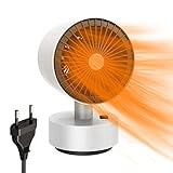 HIULLEN 600 W Mini Ventilador Calefactor,Calentador de Ventilador Eléctrico,Calentador de Ventilador de Ahorro de Energía 2 s de Calor Rápido con Sacudida de Cabeza para Dormitorio de Oficina (blanco)