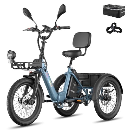 Fafrees F20 Mate II E-Dreirad für Senioren | Elektro Dreirad Klappbar für Damen & Herren, 250W 48V, 180KG Belastung, Hydraulische Bremsen, 20 Zoll, IPX5, Blau, 21Ah