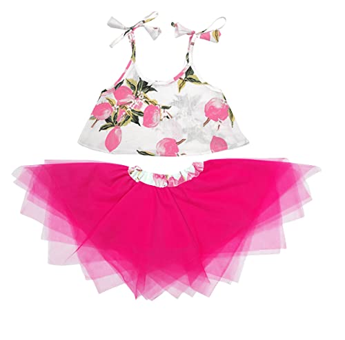Image of ANNECA Kid's baby girl's designer Printed cotton Blend crop top and naylon soft net knee lenth skirt clothing set