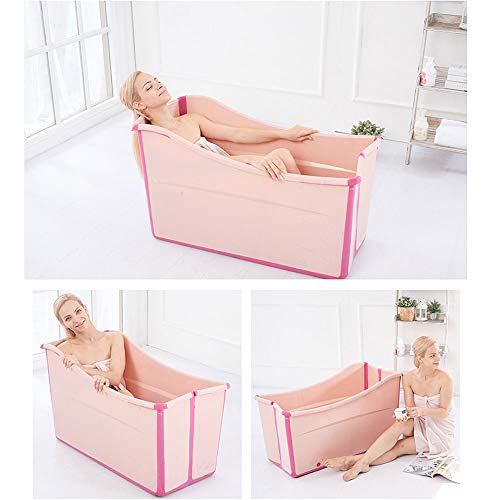 Image of Freestanding Large Foldable Bath Tub Bathtub for Petite Adult Children Baby Toddler Pink