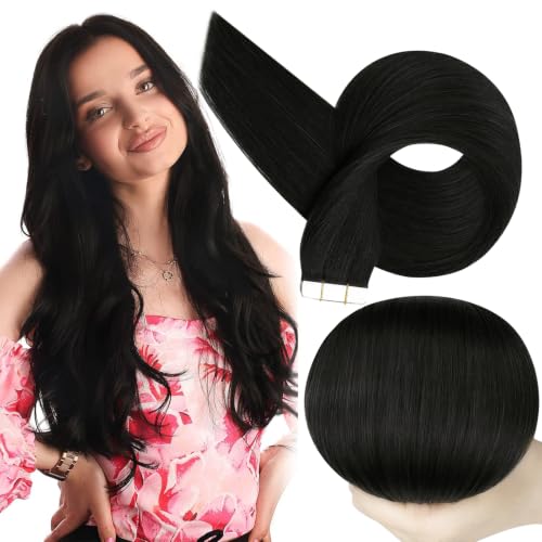 Full Shine Tape In Extensions Human Hair, Off Black 10 Inch