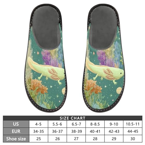 Slippers for Women Axolotl with Colorful Plants Soft Fuzzy Women's Slippers Indoor and Outdoor Shoes3