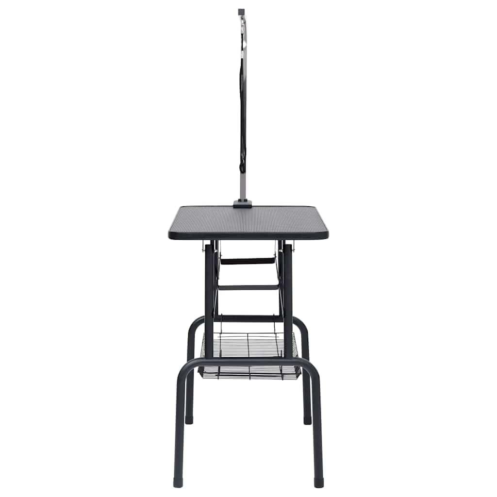 Verstellbarer Trimmtisch für Hunde mit 1 Schlaufe und Korb, klappbar, aus Edelstahl und Stahl, 81 x 48,5 x 80 cm, ideal für Tierpflege, Fellpflege, Hundepflege, Katzenpflege