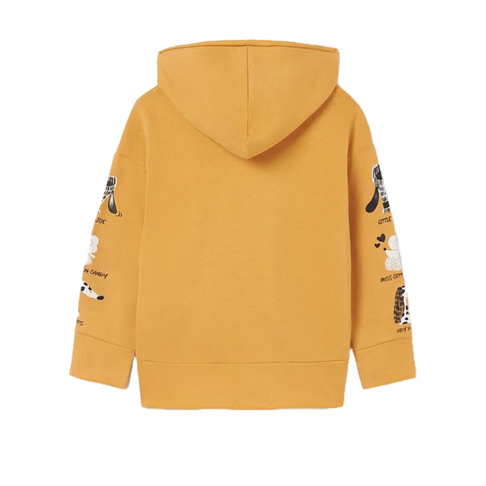 Generico Felpa Mayoral Ragazza 10-16 Anni – Cappuccio e Stampa Decorativa – Maniche Lunghe – Design Asimmetrico – Azzurro o Ocra – Casual Streetwear
