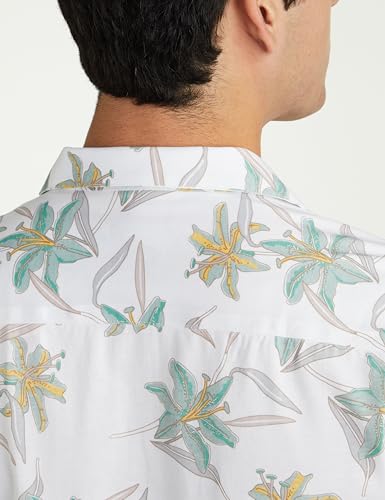 Image of Van Heusen Men's Cotton Slim Fit Print Half Sleeves Casual Resort Collar Shirt