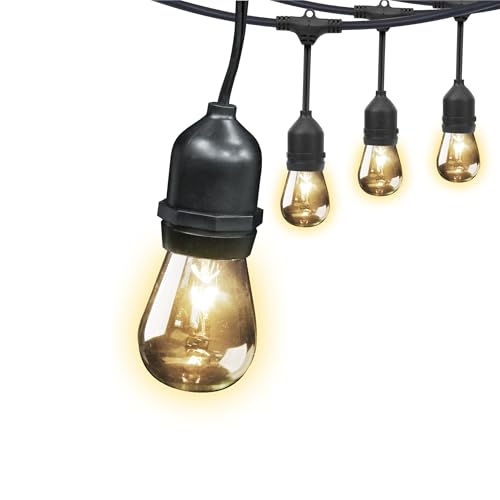 Image of Feit Electric 30ft Outdoor Incandescent String Lights, Warm Amber Glow, Heavy-Duty Weatherproof Cord, Includes 10 Clear Bulbs + 5 Spares, End-to-End Connectable for Patios and Gazebos, SL30-10
