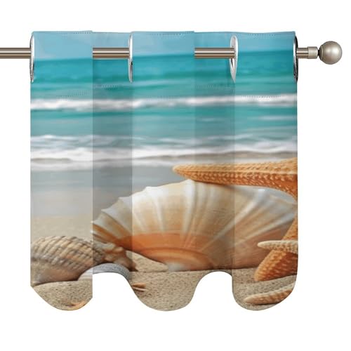Cortinas opacas de estrella de mar para ventanas de cocina y decoración marina 6