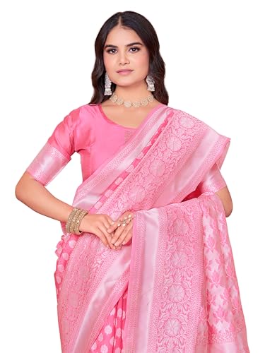 Image of Glory Sarees Women's Woven Pure Soft Kanjivaram Silk Saree Banarasi Style With Blouse Piece for Wedding