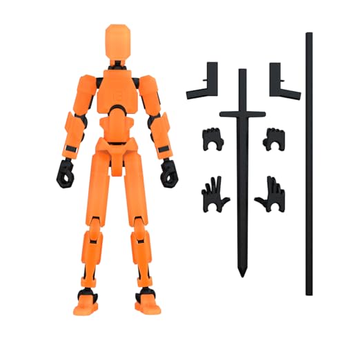 Image of MerryXD T13 Action Figure,Assembly Completed Dummy Nova Tintan Lucky 13 Action Figure 3D Printed Multi-Jointed Movable Toy Orange