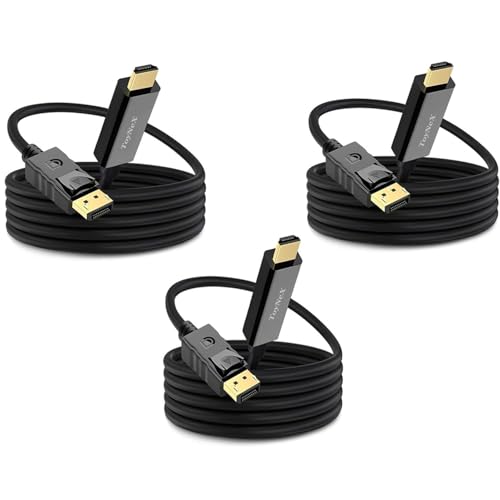 Image of DisplayPort to HDMI Cable 1.8M, 4K@60Hz 1080P@120Hz Uni-Directional UHD DisplayPort to HDMI1.4, DP to HDMI Cord for PC Computer Graphics Card to Projector Monitor TV. (PACK OF 3)