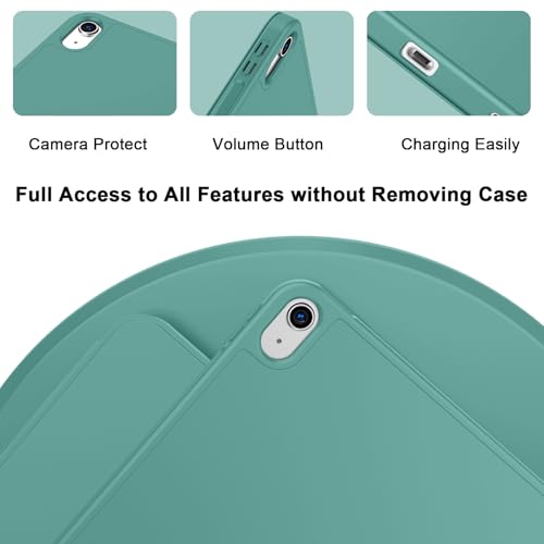 Image of ToaPoia Case for iPad (A16) 11 Inch 2025 /iPad 10th Generation 10.9 Inch 2022, Slim Trifold Stand Protective Cover with Pencil Holder and Soft TPU Back,Support Auto Sleep /Wake (Forest Green)