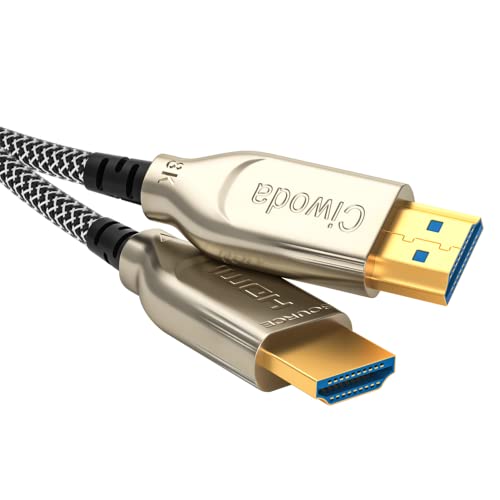 Ciwoda 8K Fiber Optic Hdmi Cable 25Ft, Nylon Braided Fiber Hdmi 2.1 Cable Supports 8K@60Hz, 4K@120Hz, 48Gbps, Earc, Hdr10, 4:4:4 Compatible With Apple Tv / Ps5 / Rtx 3090/3080 And More #TOP25