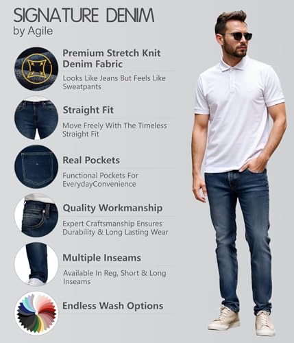 Image of ETHANOL Men's Straight Knit Denim Jeans