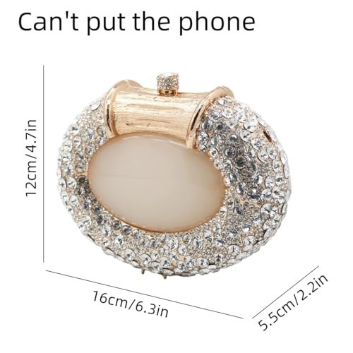 Image of UMREN Women Crystal Oval Shell Evening Purse Bags Luxury Rhinestone Clutch Unique Gems Handbag Bridal Wedding Shoulder Bag