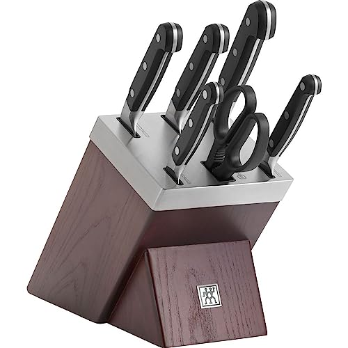 ZWILLING Pro selbstschärfender Messerblock, 7-tlg., Esche, Messer und Schere aus rostfreiem Spezialstahl, 3-Nieten-Design, Braun ZWILLING Pro selbstschärfender Messerblock, 7-tlg., Esche, Messer und Schere aus rostfreiem Spezialstahl, 3-Nieten-Design, Braun
