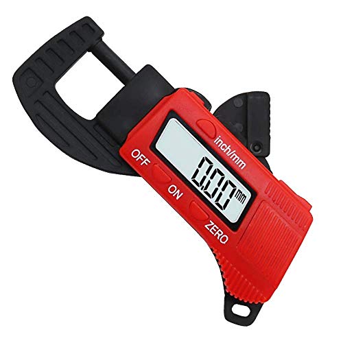 Hymnorq Mini Portable High-Resolution Carbon Fiber Composite Digital Thickness Gauge to Display Thickness in Decimal Inches or Millimeters on Large 8mm LCD Ranging from 0.01 mm/inch to 12.7mm/0.5”