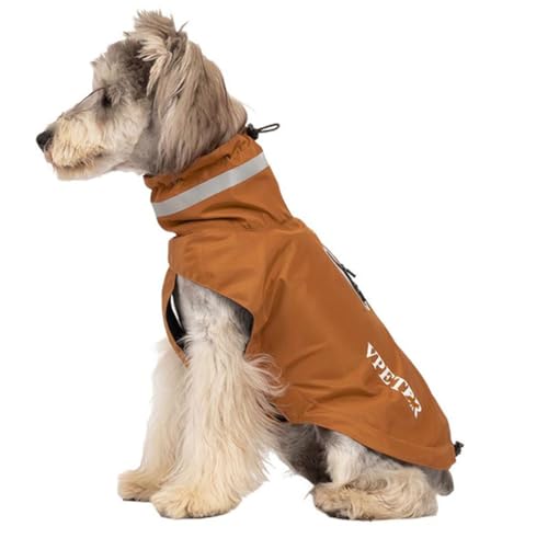 AttRex 犬 レインコート 小型犬 中型犬用 ポンチョ 反射素材 防水 防風 速乾 通気 梅雨対策 着脱簡単 マジックテープ カッパ (3XL,ブラウン)
