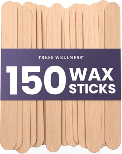 Tress Wellness - Waxing Sticks for Hair Removal - Premium Splinter-Free Wooden Sticks for Waxing Wax Stick for Body and Face Waxing 150 Wax Sticks
