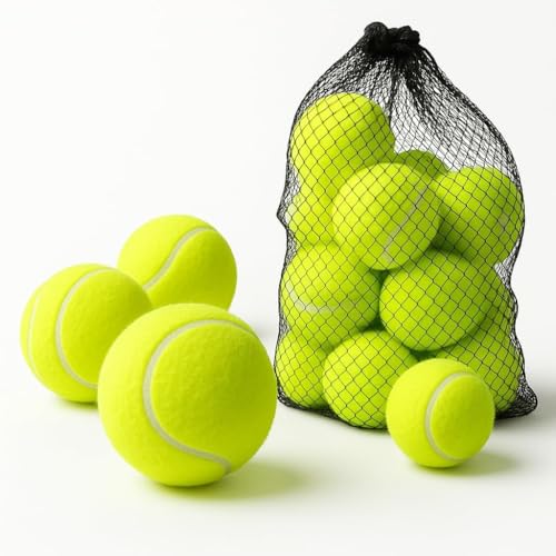 Tennis Balls with Storage Bag – Fine Quality Thick-Walled Tennis Ball - Perfect for Tennis, Cricket, and Dog Ball Launcher (12)