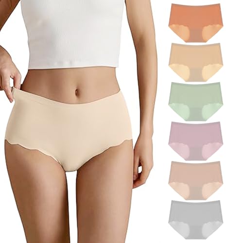 Listado de Costura de ropa interior . 41 JeeLeeko Ropa Interior Mujer,Calzones sin Costuras para Mujer, Paquete 6 Piezas Bragas De Algodón De Seda Hielo para Mujer. Calzon Invisible Colores Claros.XL