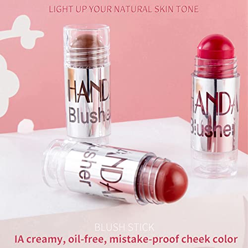 Chubby Cream Blush Stick for Face Cheek Lip Eye, Light Translucent Color for Fair Skin, Velvet Mousse Texture, Natural Pink Magenta Peach Red Matte Makeup Blusher, Vegan Cruelty Free (Carnelian) - Image 4