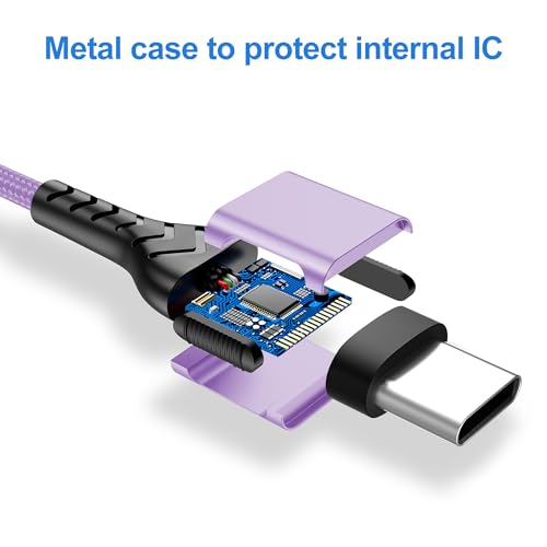 Image of Durcord USB C to USB C Cable, 2Pack 100W 6ft USB C Charger Cable Fast Charging for Android /Phone /Pad, Type C to Type C Charger Braided USB Cable Compatible with Phone 16 /15 Pro Plus Max Purple