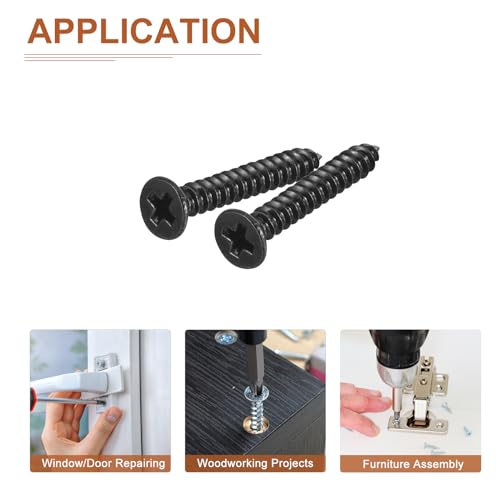 Image of DTGN 1000Pcs #4x3 /4 inch Flat Head Wood Screws, 304 Stainless Steel Phillips Self Tapping Screws - Good for Woodworking, Furniture - Black
