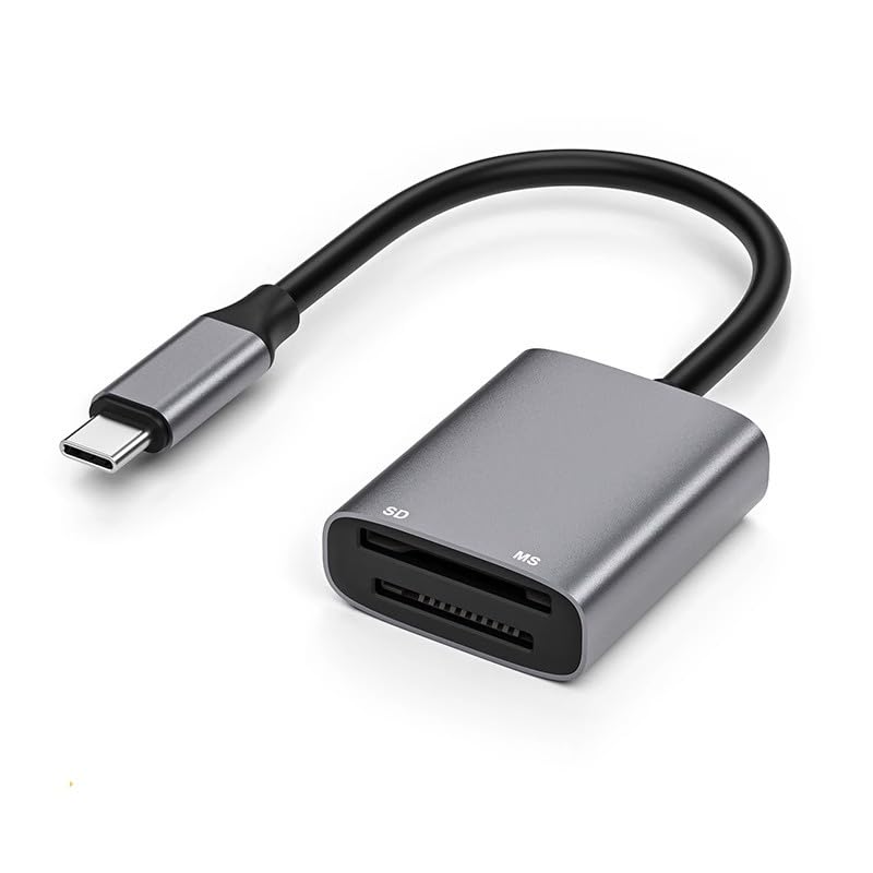 DUOBAGMA Lector de tarjetas MS SD USB C, 2 en 1 USB-C a adaptador de tarjeta SD, lector de tarjetas, adaptador de tarjetas SD
