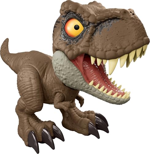 Image of Mattel Jurassic World Roar Command Tyrannosaurus Rex Dinosaur Figure Toy, Record and Play Dino Speak T-Rex, Tail-Activated Attack & Roar