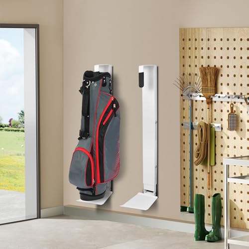 Image of Wall Mount Golf Bag Storage Stand Organizer Rack for Garage Golf Bag Holder