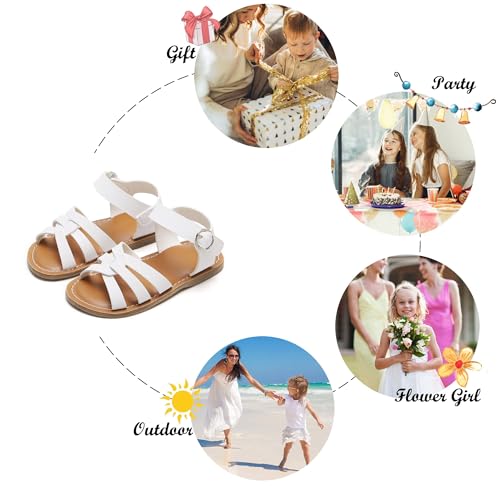 Image of Felix & Flora Toddler Girl Sandals - Little Girl Easter Dress Shoes Lightweight Open Toe Beach Holiday Flats