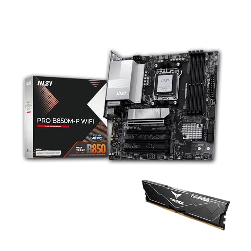 Image of MSI PRO B850M-P WIFI Motherboard,ATX-Supports AMD Ryzen 9000-7000 Processors,AM5-DDR5 Memory Boost (8200+ MT /s OC),PCIe 5.0 x16&4.0x16,M.2 Gen5,Wi-Fi 7,5G LAN+HIGH-SPEED DDR5 RAM 16GB (1x 16GB) Bundle