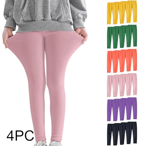 4 Pack Girls Leggings Teens Stretchy Dance Yoga Pants Kids Full Length Basic Solid Daily Ballet Tights2