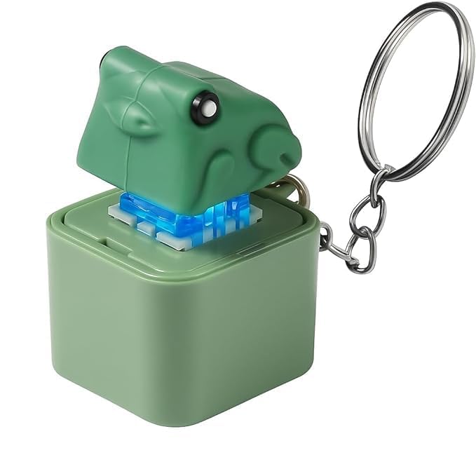 CLEOX CLEANERS Sound Keychain – CUTE & FUNNY Croaking Battery Frog Key Ring for Kids, Bags, Car Keys, Gifting | Portable Funny Animal Toy Keychain (1, frog)