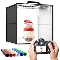 Fotobox 30CM, Couleeur 3 Farbtemperatur Einstellbare Lichtbox zum Fotografieren,Tragbares Faltbares Mini Fotostudio Box mit 120LEDs und 6 Bunten Hintergrundpaneelen für Schmuck-Lichtzelt