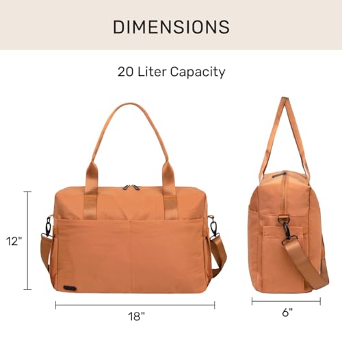 Image of Jadyn Austin Carry-On Travel Duffel Bag for Women, 18 inch Weekender Bag with Laptop Sleeve, Durable Material, and Trolley Sleeve, Ideal for Work, Gym, and Overnight Trips, Terracotta, 23L