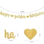 Glitter Gold Happy Golden Birthday Banner,NO DIY Gold Glittery Themed Party Supplies Decorations,Golden Birthday Garland Sign Backdrop for Women Men - Image 3