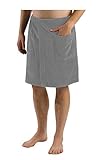 BY LORA Fastener Adjustable Terry Mens Bath Wrap Towels, Silver-One Size