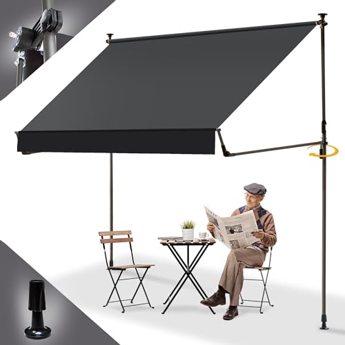 FANTASK Klemmmarkise 300cm - Balkonmarkise Mit Handkurbel Ohne Bohren