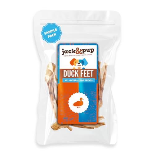Jack&Pup Duck Feet for Dogs All Natural Dog Chews Single Ingredient Dehydrated Duck Feet Dog Treats Great for Small & Medium Dogs (3 Count) Great Alternative to Chicken Feet