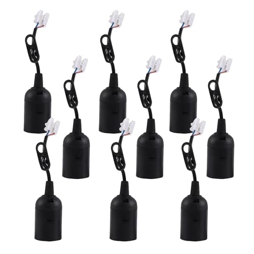 Lampenfassung, 9 Stück E27 Baufassung Mit Kabel, Schwarz