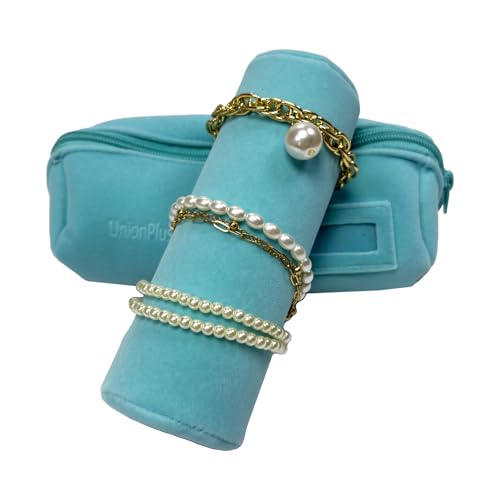 UnionPlus Travel Jewelry Roll for Bracelets Bangles, Medium River Blue