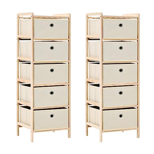 Nqyjm Juego de 2 cajoneras con 5 cestas